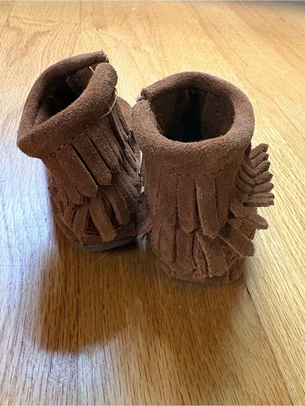Minnetonka Kids Chestnut Suede Fringe Moccasins